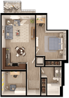 Anthem PDX 1 Bedroom Floor Plan